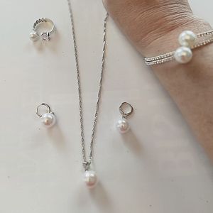 GORGEOUS SET, NECKLACE/ EARINGS / RING ARE SILVER 925, BRACELET IS SILVER PLATED
